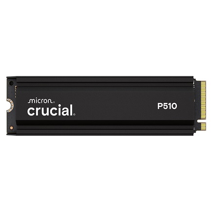 כונן אחסון פלאש מהיר כולל גוף קירור קרושיאל Crucial CT1000P510SSD5 P510 1TB PCIe Gen5 NVMe M.2 SSD with Heatsink Read 11000MB/s Write 9500MB/s 600TBW